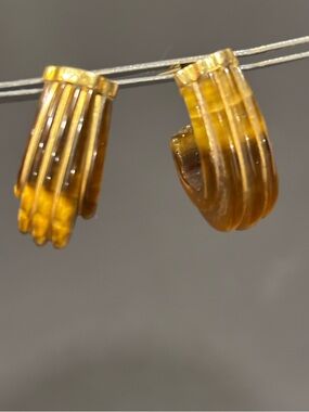 Genuine tigers eye gemstone Hoop Earrings detailed with gold